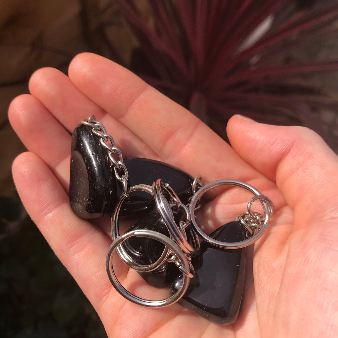 Black Onyx Crystal Keyring